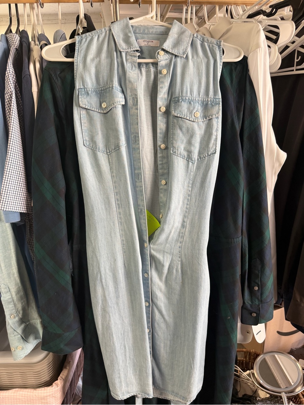 UNTUCKit Light Blue Sleeveless Denim Tunic